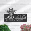 DINOZOZO Personalized Peeking Giraffe Address Sign Custom Metal Signs