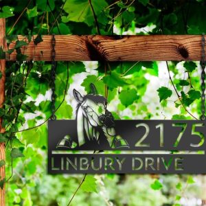 DINOZOZO Personalized Peeking Horse Farm Animal Ranch Address Sign Custom Metal Signs2