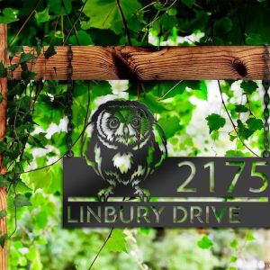 DINOZOZO Personalized Peeking Owl Address Sign Custom Metal Signs2 1