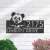 DINOZOZO Personalized Peeking Panda Address Sign Custom Metal Signs