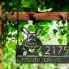 DINOZOZO Personalized Peeking Rabbit Address Sign Custom Metal Signs2