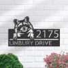 DINOZOZO Personalized Peeking Raccoon Address Sign Custom Metal Signs