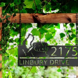 DINOZOZO Personalized Peeking Skunk Wild Animal Wildlife Address Sign Custom Metal Signs2