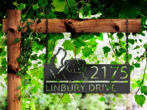 DINOZOZO Personalized Peeking Skunk Wild Animal Wildlife Address Sign Custom Metal Signs