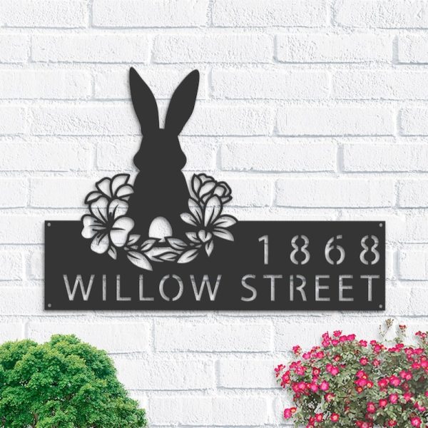 DINOZOZO Personalized Rabbit Easter Egg Bunny Address Sign Custom Metal Signs