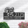 DINOZOZO Personalized Ram Farm Animal Ranch Address Sign Custom Metal Signs