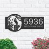 DINOZOZO Personalized River Scene Stork Address Sign Custom Metal Signs 1
