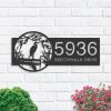 DINOZOZO Personalized River Scene Stork Address Sign Custom Metal Signs