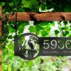 DINOZOZO Personalized River Scene Stork Address Sign Custom Metal Signs2 1