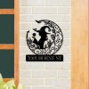 DINOZOZO Personalized Witch on Crescent Moon Address Sign Custom Metal Signs