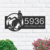 DINOZOZO Personalized Wolf Howling Mountain Scene Address Sign Custom Metal Signs
