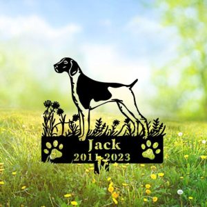 DINOZOZO Pointer Dog Grave Marker Garden Stakes Dog Sympathy Gift Cemetery Decor Memorial Custom Metal Signs2