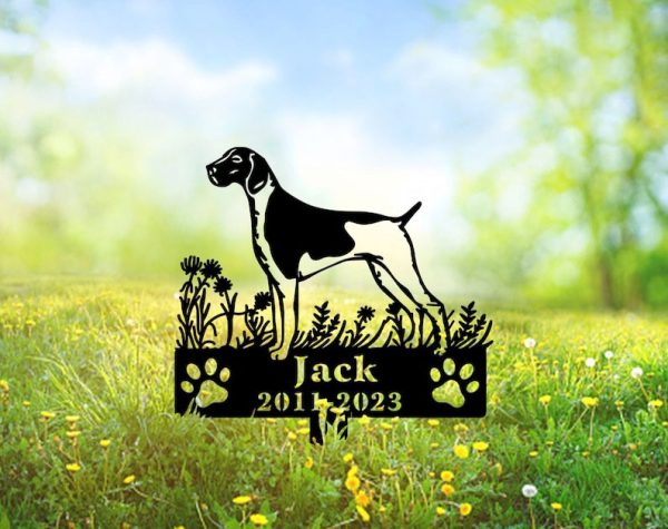 DINOZOZO Pointer Dog Grave Marker Garden Stakes Dog Sympathy Gift Cemetery Decor Memorial Custom Metal Signs