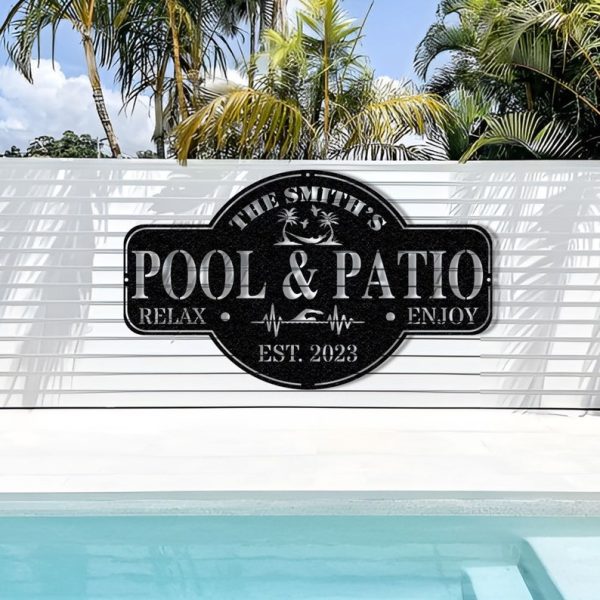 DINOZOZO Pool Signs Pool Patio New Pool Gift Custom Metal Signs