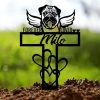 DINOZOZO Pug Dog Grave Marker Garden Stakes Forever Loved Dog Memorial Gift Cemetery Decor Custom Metal Signs