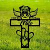 DINOZOZO Pug Dog Grave Marker Garden Stakes Forever Loved Dog Memorial Gift Cemetery Decor Custom Metal Signs3