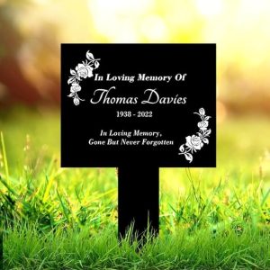 DINOZOZO Roses In Loving Memory of Grave Marker Memorial Stake Sympathy Gifts Custom Metal Signs2