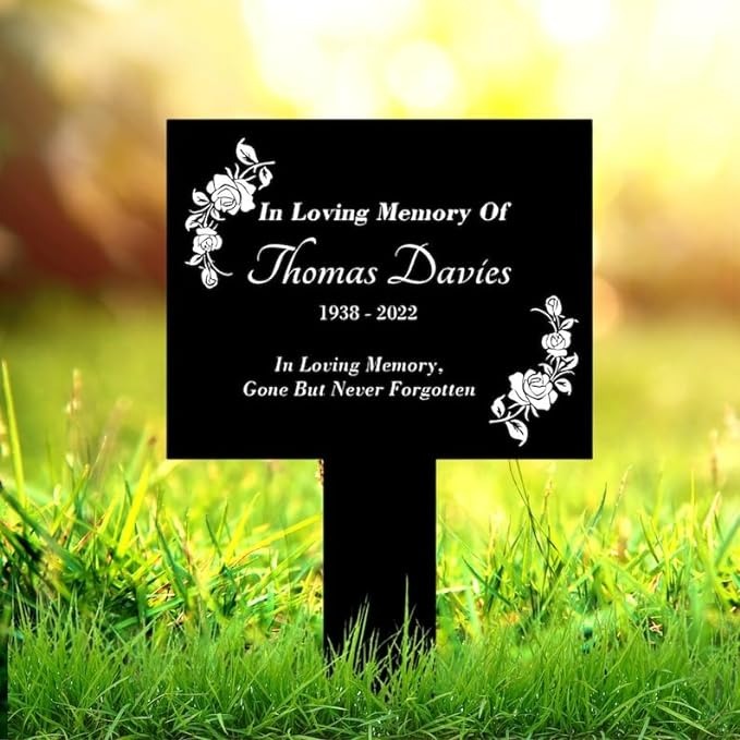 DINOZOZO Roses In Loving Memory of Grave Marker Memorial Stake Sympathy Gifts Custom Metal Signs2