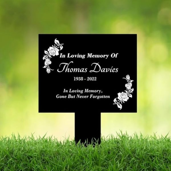 DINOZOZO Roses In Loving Memory of Grave Marker Memorial Stake Sympathy Gifts Custom Metal Signs