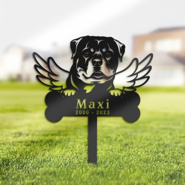 DINOZOZO Rottweiler Dog Grave Marker Garden Stakes Dog Memorial Gift Cemetery Decor Custom Metal Signs