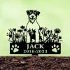 DINOZOZO Russell Terrier Dog Grave Marker Garden Stakes Dog Sympathy Gift Cemetery Decor Memorial Custom Metal Signs