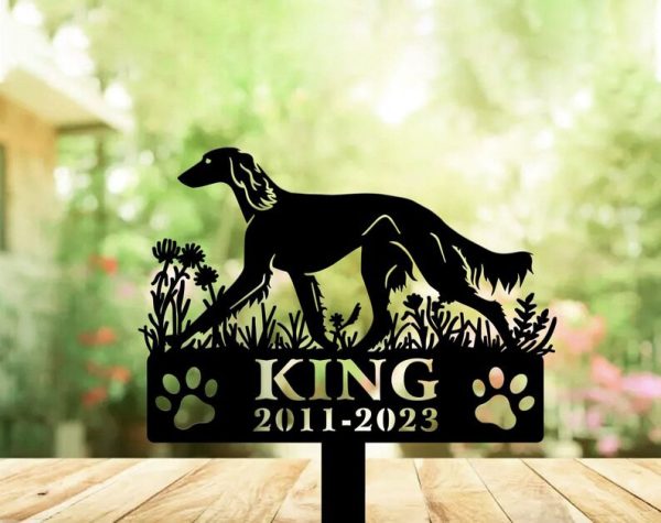 DINOZOZO Saluki Dog Grave Marker Garden Stakes Dog Sympathy Gift Cemetery Decor Memorial Custom Metal Signs