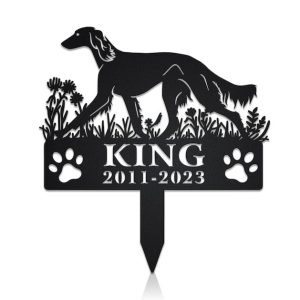 DINOZOZO Saluki Dog Grave Marker Garden Stakes Dog Sympathy Gift Cemetery Decor Memorial Custom Metal Signs3