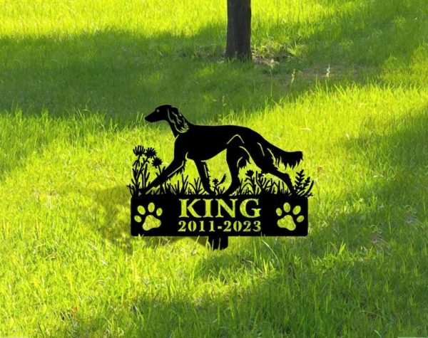 DINOZOZO Saluki Dog Grave Marker Garden Stakes Dog Sympathy Gift Cemetery Decor Memorial Custom Metal Signs