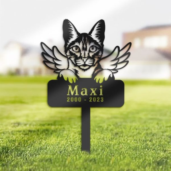 DINOZOZO Savannah Cat Grave Marker Garden Stakes Cat Memorial Gift Cemetery Decor Custom Metal Signs