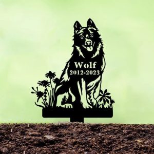 DINOZOZO Schipperke Dog Grave Marker Garden Stakes Dog Sympathy Gift Cemetery Decor Memorial Custom Metal Signs