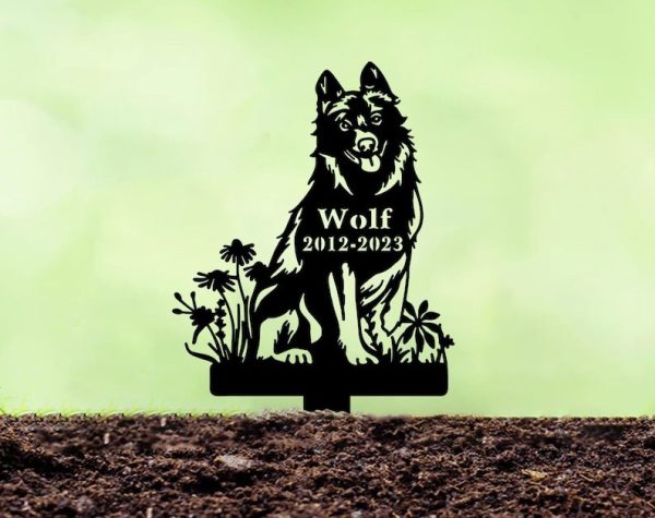 DINOZOZO Schipperke Dog Grave Marker Garden Stakes Dog Sympathy Gift Cemetery Decor Memorial Custom Metal Signs