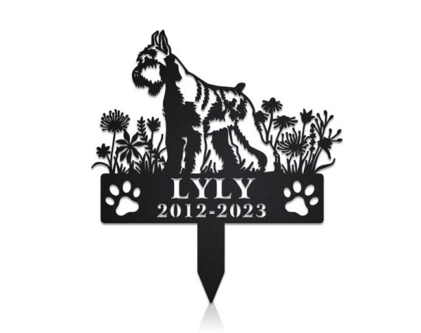 DINOZOZO Schnauzer Dog Grave Marker Garden Stakes Dog Sympathy Gift Cemetery Decor Memorial Custom Metal Signs