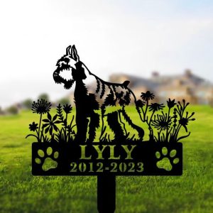 DINOZOZO Schnauzer Dog Grave Marker Garden Stakes Dog Sympathy Gift Cemetery Decor Memorial Custom Metal Signs2