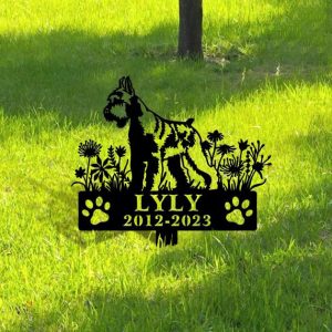 DINOZOZO Schnauzer Dog Grave Marker Garden Stakes Dog Sympathy Gift Cemetery Decor Memorial Custom Metal Signs3
