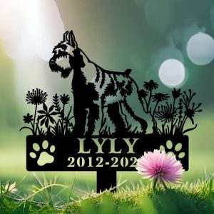 DINOZOZO Schnauzer Dog Grave Marker Garden Stakes Dog Sympathy Gift Cemetery Decor Memorial Custom Metal Signs4