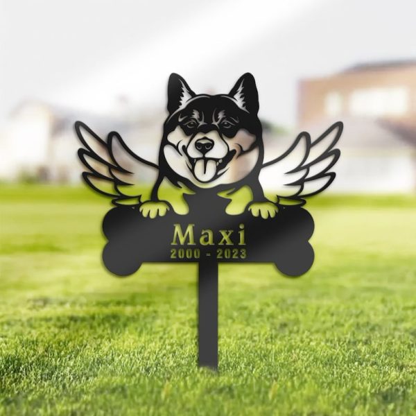 DINOZOZO Shiba Inu Dog Grave Marker Garden Stakes Dog Memorial Gift Cemetery Decor Custom Metal Signs