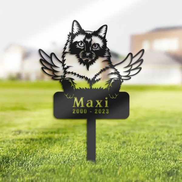 DINOZOZO Siamese Cat Grave Marker Garden Stakes Cat Memorial Gift Cemetery Decor Custom Metal Signs