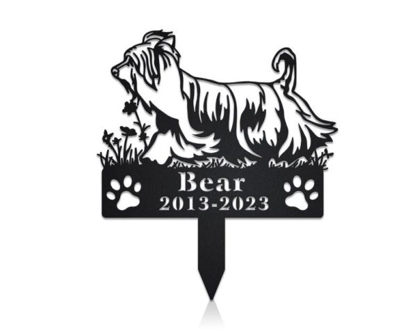DINOZOZO Silky Terrier Dog Grave Marker Garden Stakes Dog Sympathy Gift Cemetery Decor Memorial Custom Metal Signs