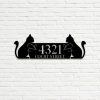 DINOZOZO Sitting Cats Address Sign House Number Plaque Custom Metal Signs2