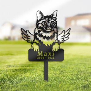DINOZOZO Somali Cat Grave Marker Garden Stakes Cat Memorial Gift Cemetery Decor Custom Metal Signs