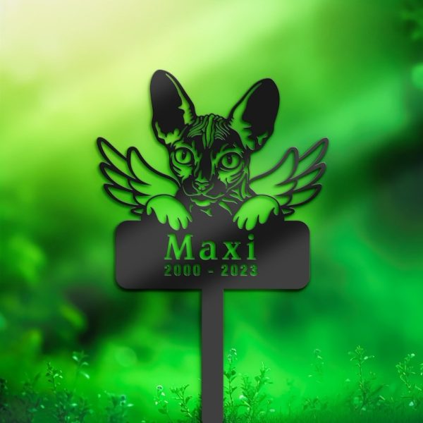 DINOZOZO Sphynx Cat Grave Marker Garden Stakes Cat Memorial Gift Cemetery Decor Custom Metal Signs