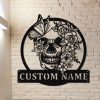 DINOZOZO Sugar Skull Flower and Butterfly Tattoo Studio Business Custom Metal Signs