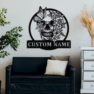 DINOZOZO Sugar Skull Flower and Butterfly Tattoo Studio Business Custom Metal Signs2