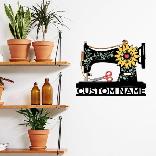 DINOZOZO Sunflower Sewing Machine Craft Room Art Studio Custom Metal Signs