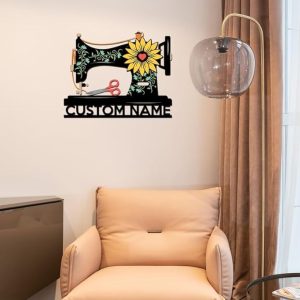 DINOZOZO Sunflower Sewing Machine Craft Room Art Studio Custom Metal Signs4