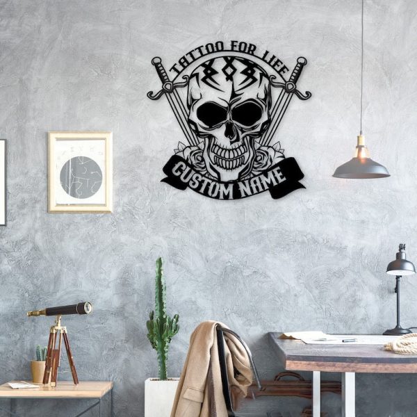 DINOZOZO Tattoo For Life Skull Tattoo Studio Business Custom Metal Signs