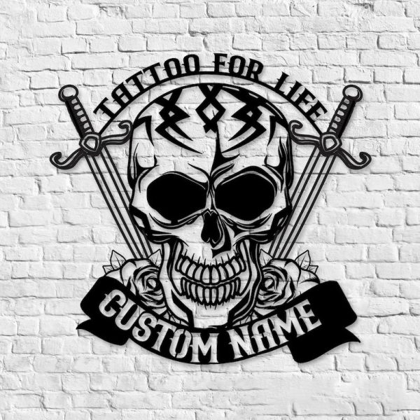 DINOZOZO Tattoo For Life Skull Tattoo Studio Business Custom Metal Signs