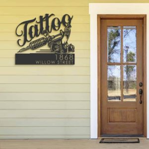 DINOZOZO Tattoo Studio Metal Address Sign Business Custom Metal Signs3