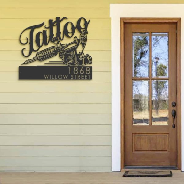 DINOZOZO Tattoo Studio Metal Address Sign Business Custom Metal Signs