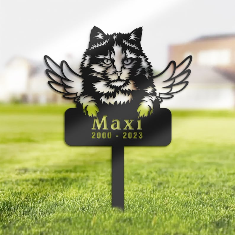 DINOZOZO Tortoiseshell Cat Tortie Cat Grave Marker Garden Stakes Cat Memorial Gift Cemetery Decor Custom Metal Signs
